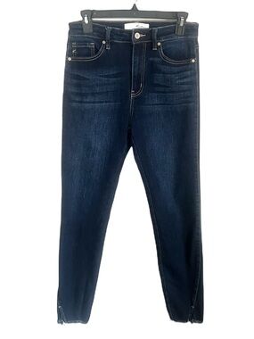 KanCan Dark Wash Denim Frayed Bottom Skinny Jeans Bohemian Southwest Fits 7/27